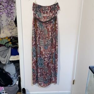 XL multicolored maxi dress with a braided belt